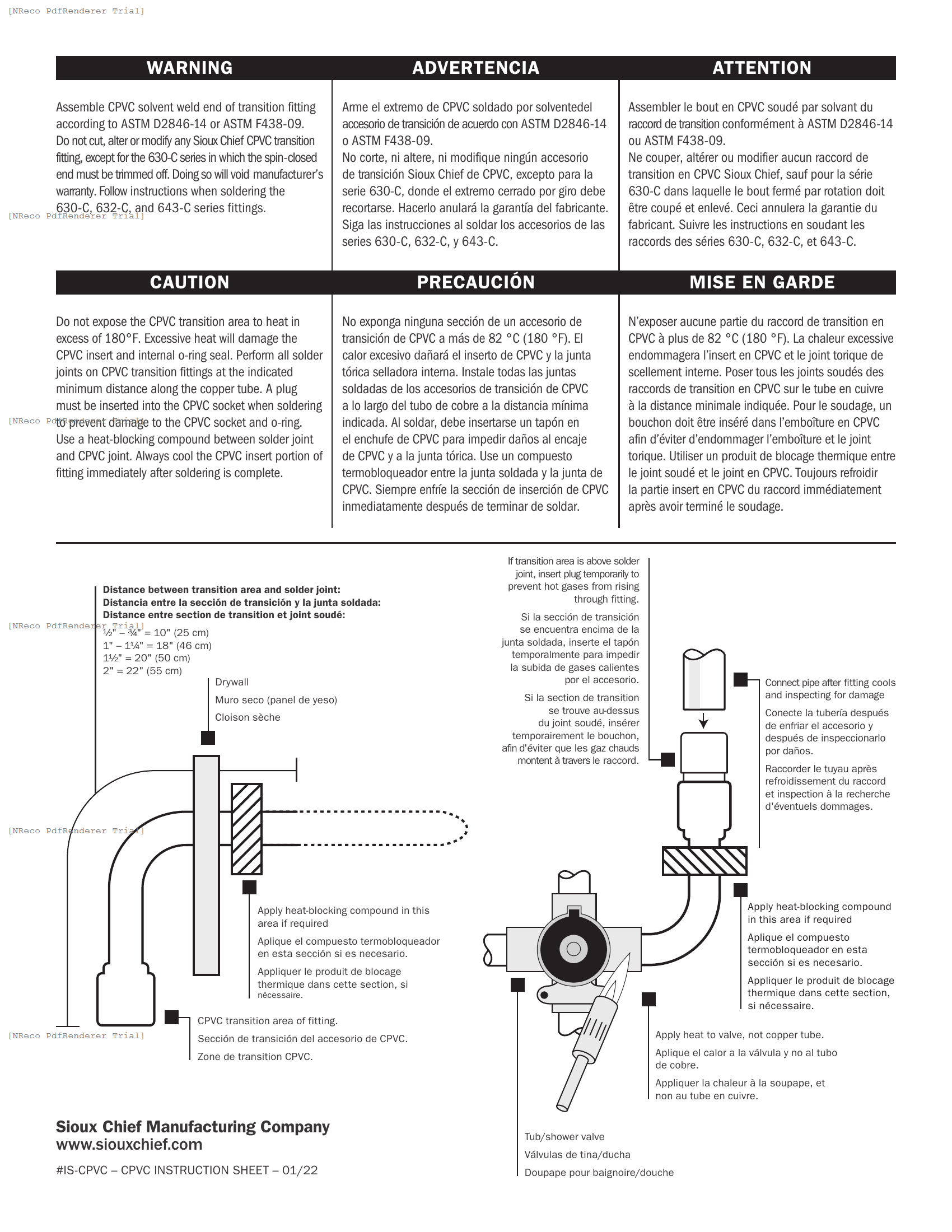 PREFORMED COPPER FOR CPVC -  INSTRUCTION SHEET.PDF Technical Document